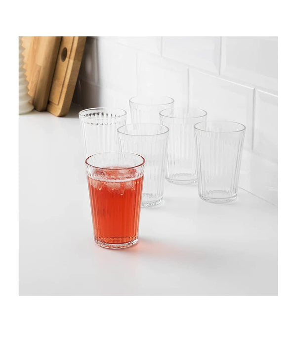 IKEA VARDAGEN Glass, clear glass, 31 cl with Drinking straws/clean brush set of 5, mixed colours and Paper napkin, white, 16x32 cm