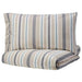 IKEA SMALSTÄKRA duvet cover and pillowcase set in beige and blue stripes, 150x200 cm and 50x80 cm 70443527