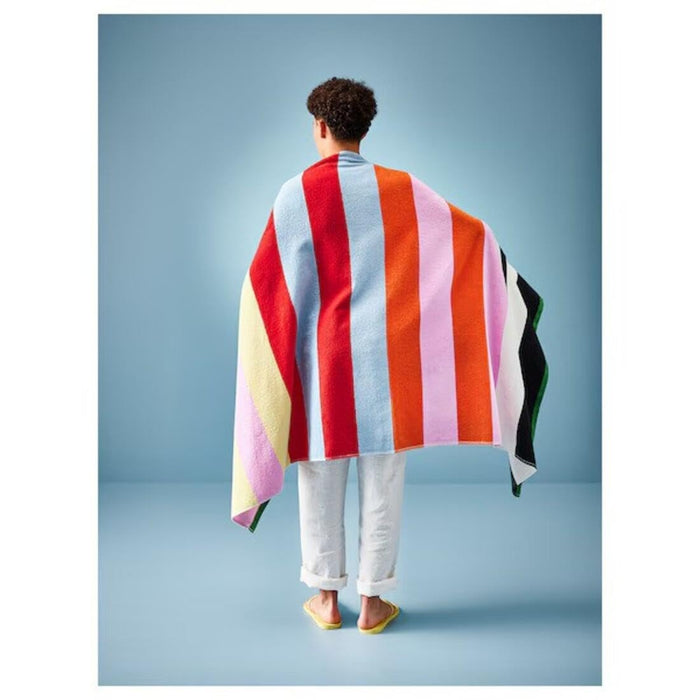 IKEA SOLUPPGÅNG Picnic Blanket Brown 130x170 cm with ROSENOXALIS Beach Towel Multicolour Striped 100x180 cm