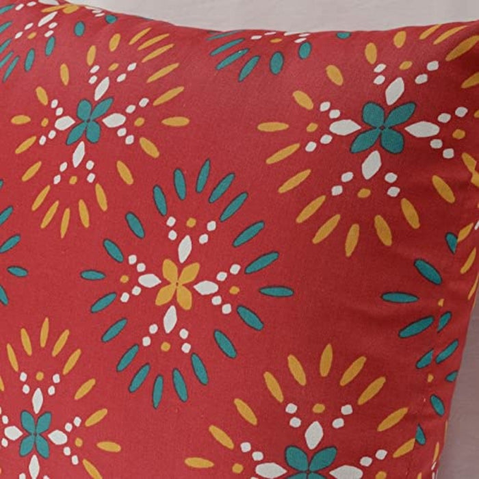IKEA Cushion Set: Beige VIPPÄRT Chair Pad, 38 cm (15 ") & Red Printed KLIBBARV Cushion, 40x40 cm (16x16 ")
