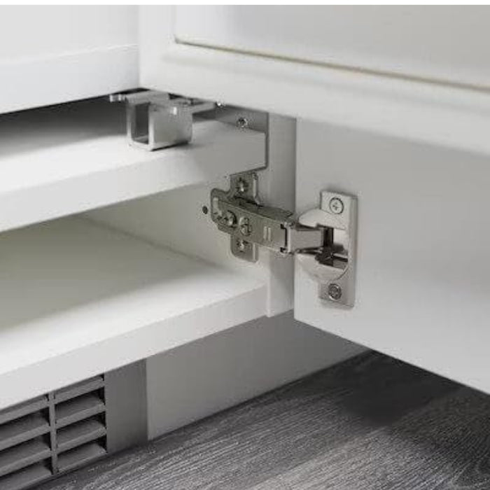 IKEA Kitchen Hardware Set - KLINGSTORP Black/Chrome Handle (141mm) & UTRUSTA 125° Wide-Opening Hinges (2-Pack)