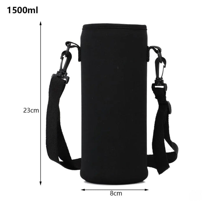 Digital Shoppy insulation cup strap cover – black cylindrical sleeve with metal clips, fits 1500ml bottle, 23cm height


