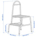 Diagram of BÄSINGEN 2-step stool with handrail showing dimensions: height 90 cm, top step 46.5 cm, bottom step 23.5 cm, width 48 cm. Features perforated steps and curved top handle.– 30595754