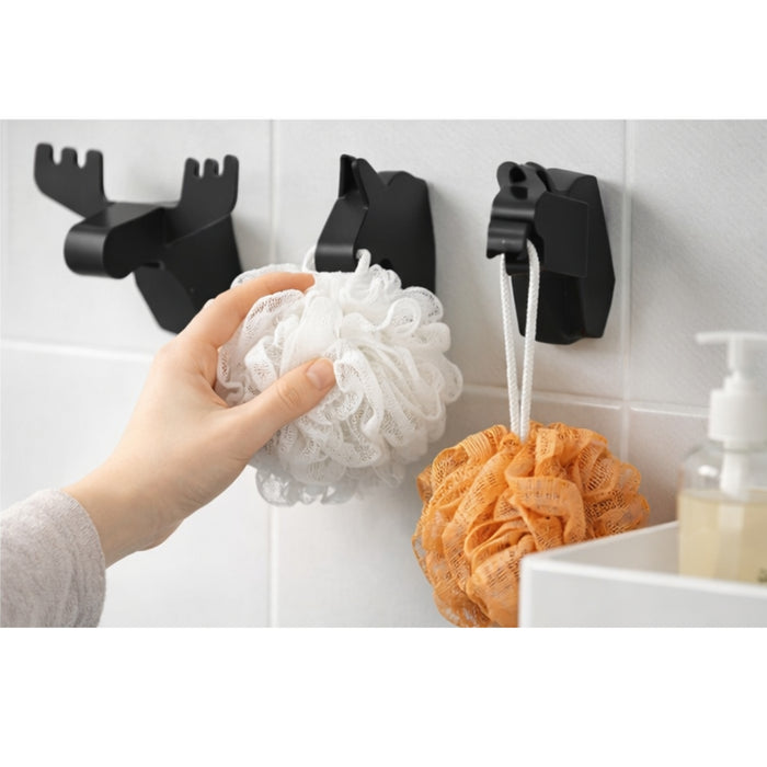 IKEA Bathroom Essentials Set| FRÖSÅDD Black Hooks, ÅBYÅN Body Puffs & GULVIAL White Hand Towel | 7-Piece Spa Set