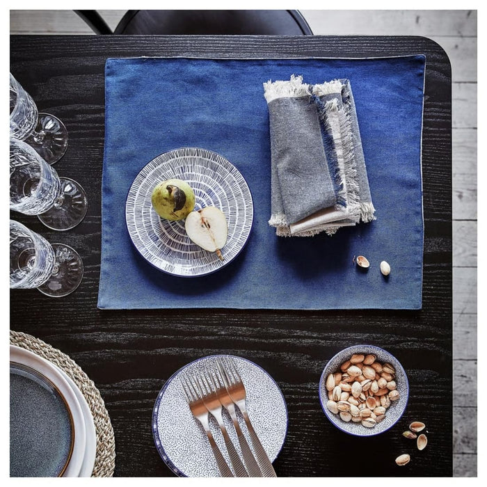 IKEA NISSÖGA Tablecloth, blue, 145x240 cm (57x94 "),IKEA NISSÖGA Napkin, Grey/Dark Blue, 35x35 cm (14x14) (4 Pack)