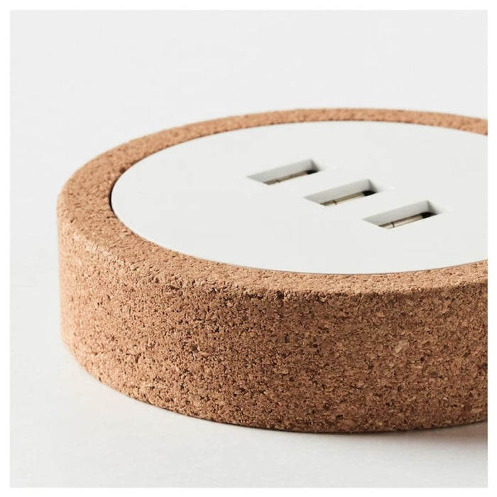 IKEA Charging Set- NORDMÄRKE USB Charger (White/Cork) & LILLHULT Heavy-Duty USB-A to Micro-USB Cable (1.5m, Dark Grey)