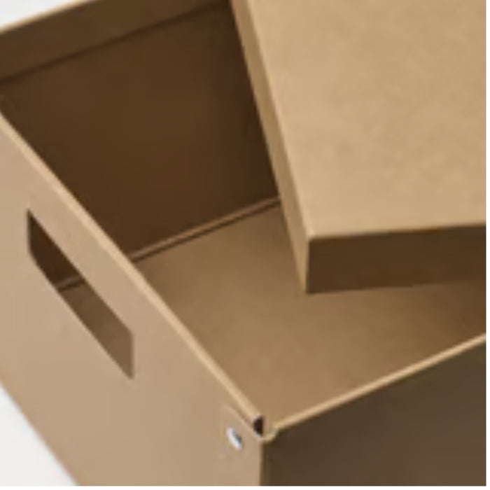 IKEA GÄRDESGÅRD storage box – close-up of box with slightly open lid, side handle, and reinforced corners-80596954