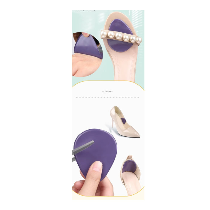 Purple shoe horn with pearl handle on a white background