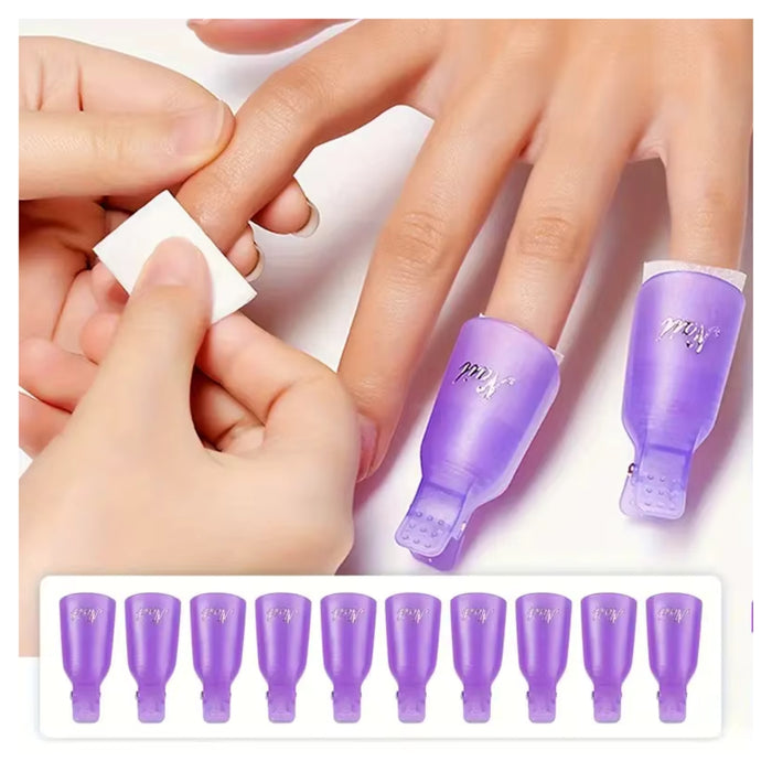 Digital Shoppy Reusable Nail Gel Polish Remover Clip Set – Purple Plastic Nail Soak-Off Clips for Easy Gel Polish Removal | 10 Piece Set