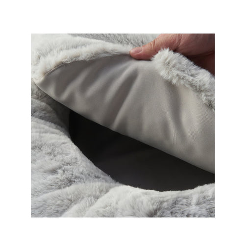 Close-up of UTSÅDD pet bed, light grey, M – plush faux fur exterior with smooth inner lining. Soft, cozy texture ideal for medium-sized pets – 70570582.