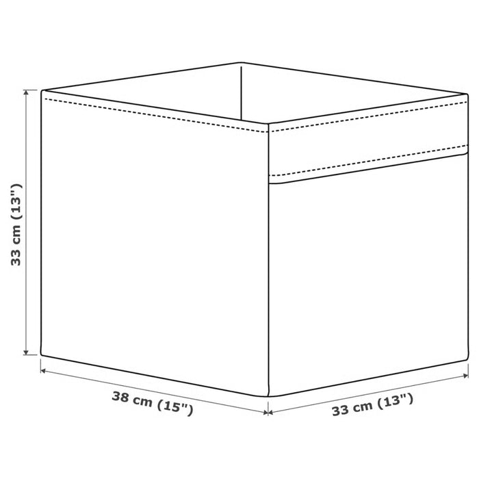 Line drawing of a cube with dimensions labeled