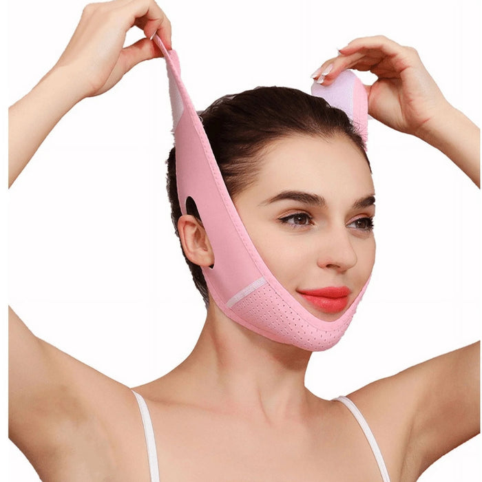 Digital Shoppy V-Line Face Slimming Mask, pink – Reusable Chin Up Belt for Jawline Lift