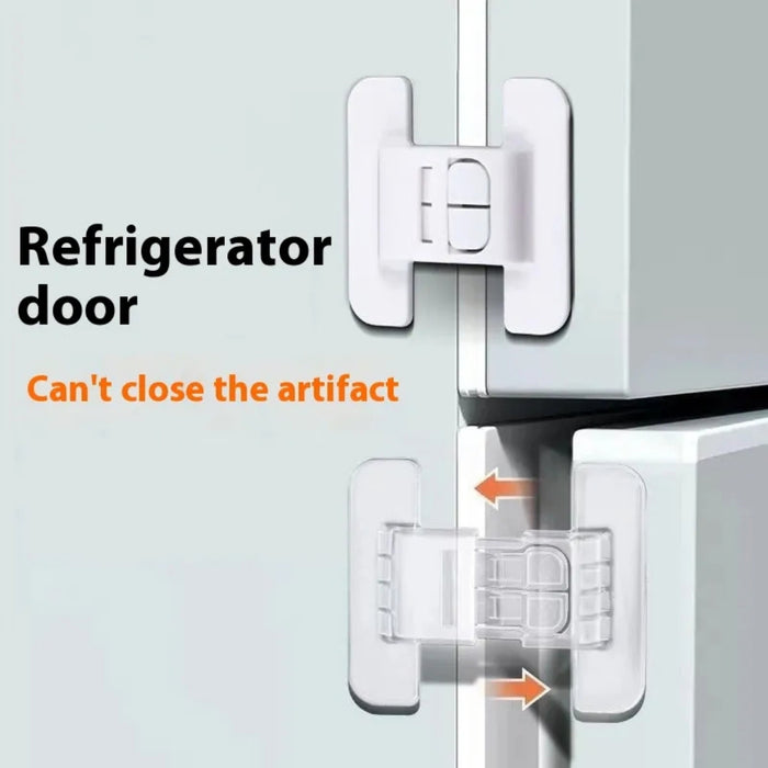 Illustration of a refrigerator door with a latch mechanism and text indicating it can't close the artifact.