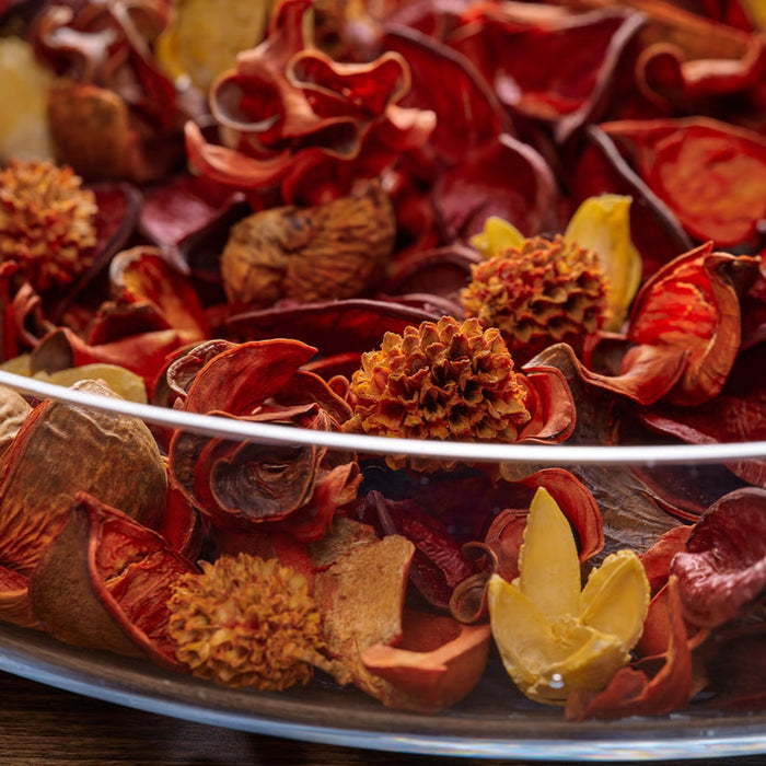 IKEA ARBETE Decorative bowl, orange35 cm (13 ¾ ")  with  FRÖFINK Scented potpourri, Peach orange, 60 g