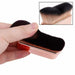 Compact gold makeup brush with gradient bristles shown from multiple angles