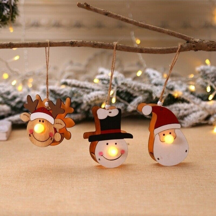 Digital Shoppy LED Wooden Hanging Christmas Pendants – Light-Up Tree Ornaments