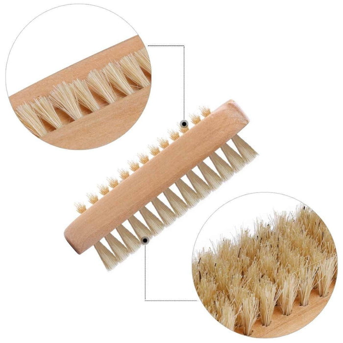 Digital Shoppy Custom Double Side Boar Bristle Nail Cleaning Brush Wooden Handle Pedicure Tool with Nail Dust Removal Feature