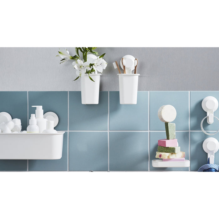 IKEA TISKEN 7-Piece Bathroom Organizer Set, White