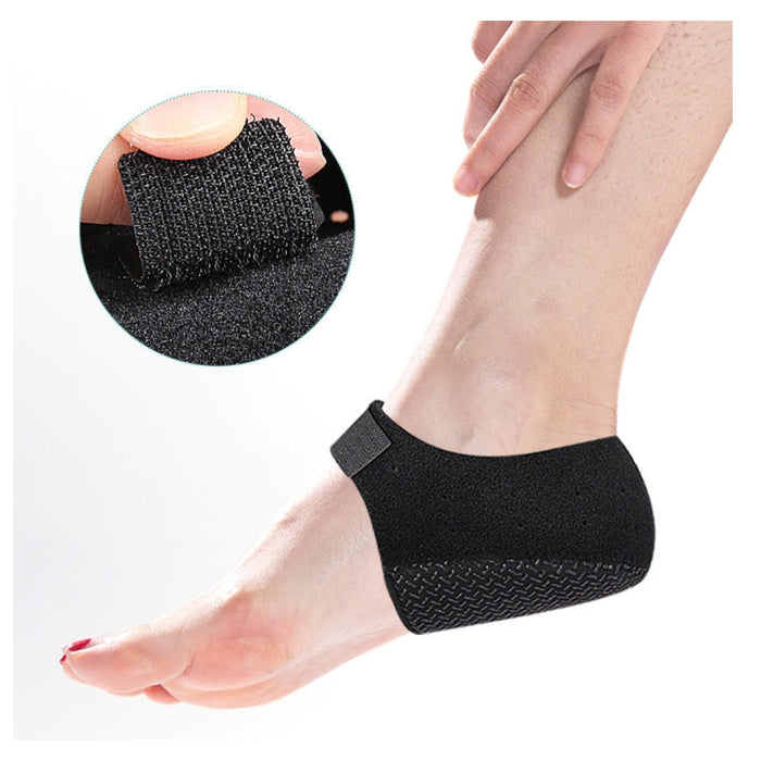 Black heel protectors for Achilles tendonitis support
