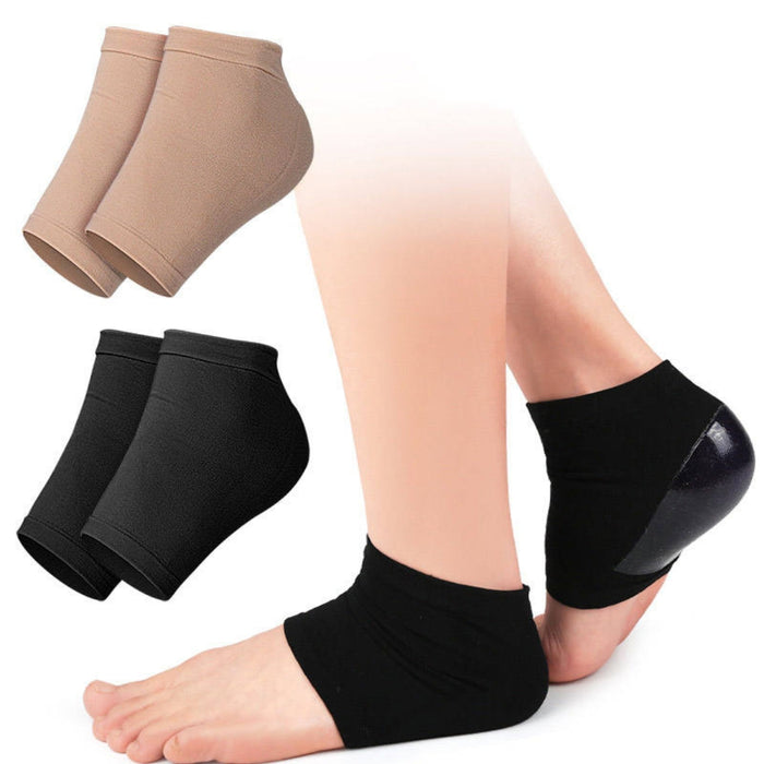 Digital Shoppy Moisturizing Heel Socks for Cracked Heel Treatment Open Toe Socks Cracked Gel Heel Socks for Women Dry Hard Cracked (black)