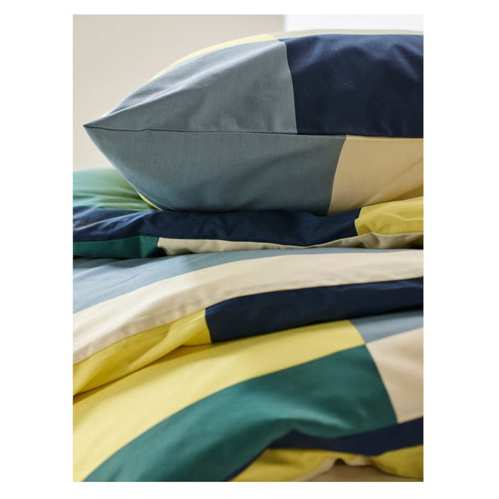 IKEA BRUNKRISSLA Duvet cover and 2 pillowcases, green/multicolour, 240x220/50x80 cm (94x87/20x31 ")