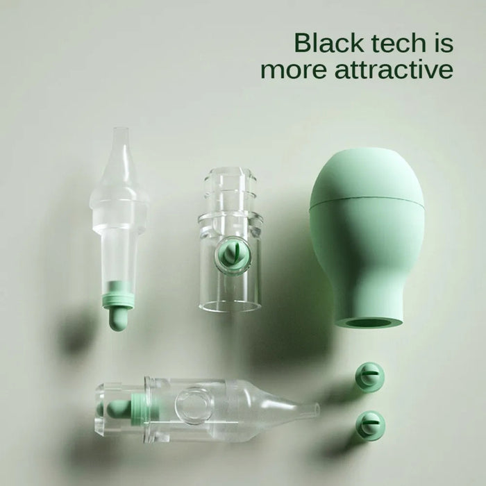 Five-piece green aspirator kit with silicone and plastic components, highlighting modular design and versatility
