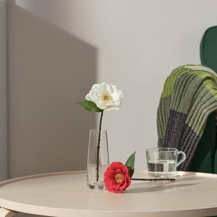 IKEA SMYCKA Artificial Flower Caladium 72 cm with SMYCKA Artificial Flower White Camellia 28 cm Pack of 1 — Tropical & Elegant Floral Combo