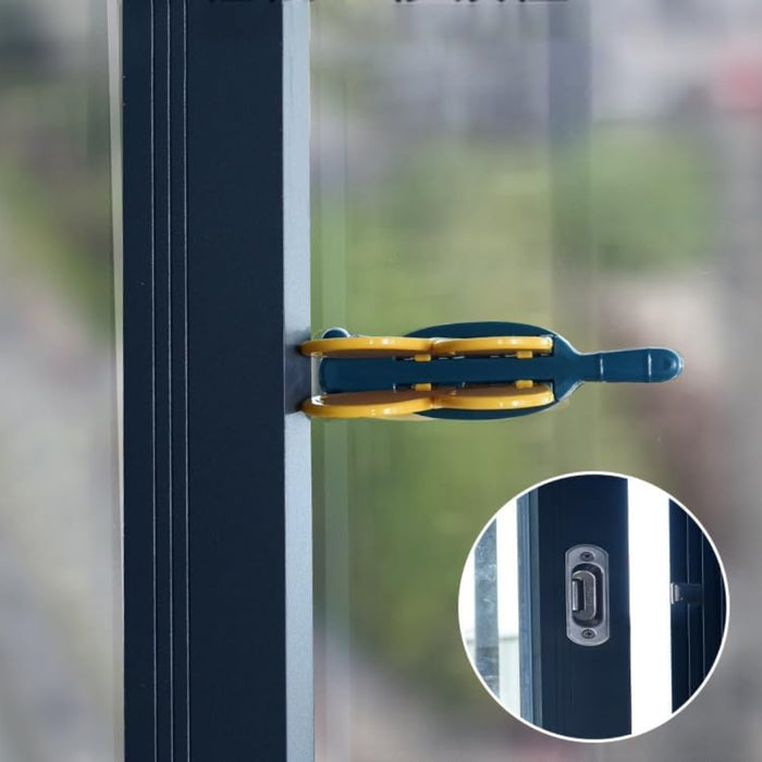 Digital Shoppy Window Lock for Kids – No-Drill Anti-Pinch Safety Clip, Yellow/Blue