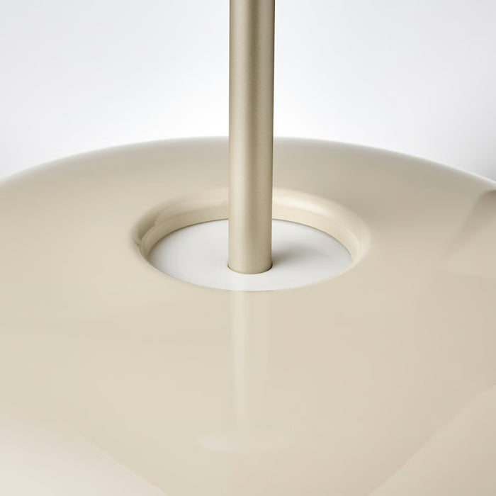 IKEA BLÅSVERK Pendant lamp, beige, 37 cm (15 "), close-up of metal rod inserted into glossy beige surface - 10520905