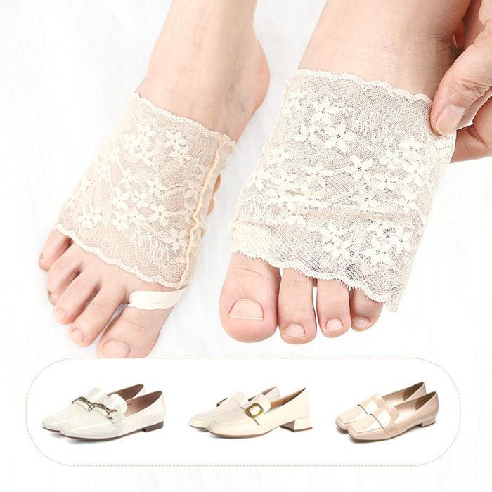 Digital Shoppy Women's Toeless Half Socks, Beige – Cushioned No-Show Socks for Heels & Sandals