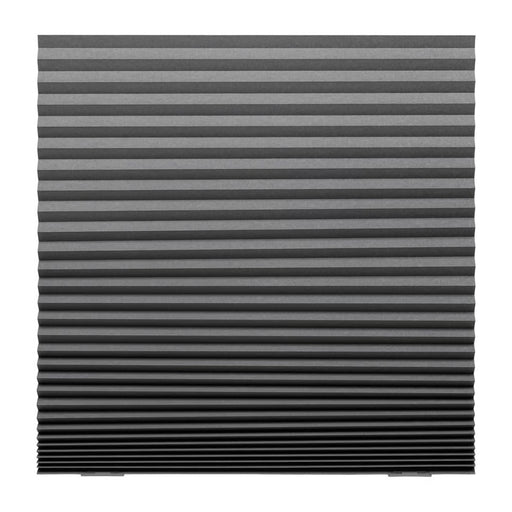 Black pleated blind on a white background