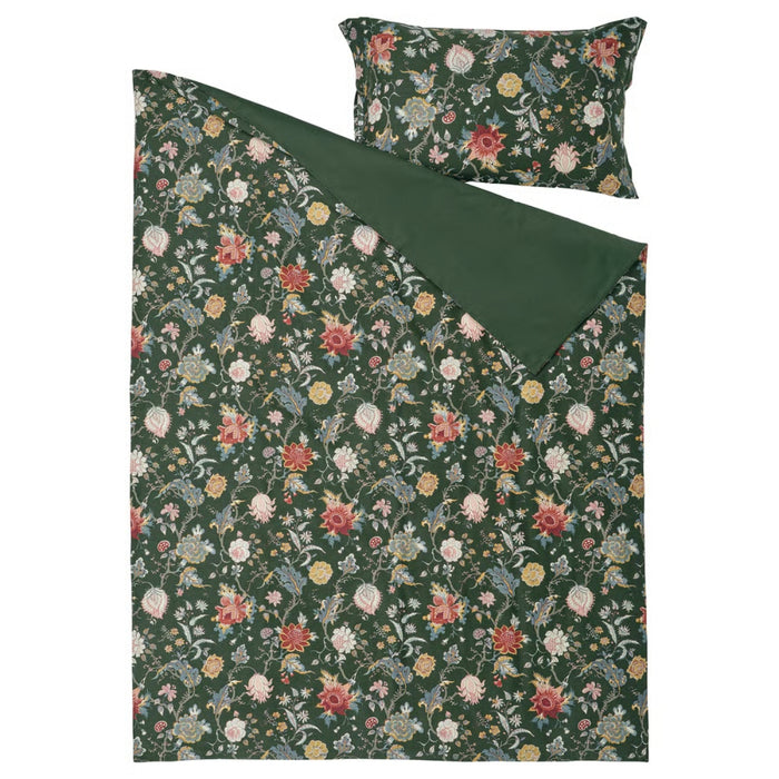 Floral patterned duvet cover set on a white background