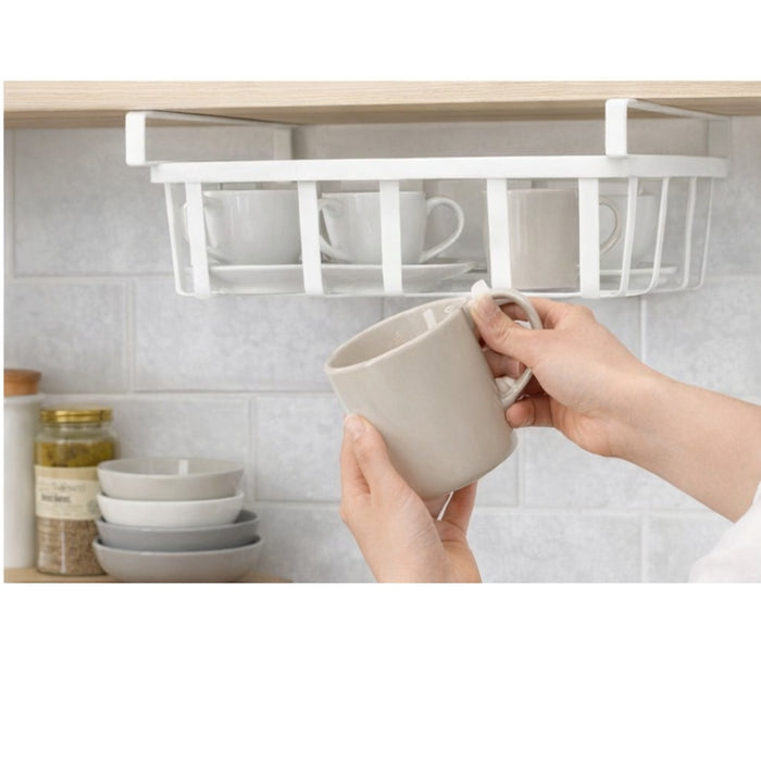 IKEA Coffee Station Set: Space-Saving Under-Shelf Basket with Modern VÄRDERA Cup and Rustic DINERA Stoneware Mug