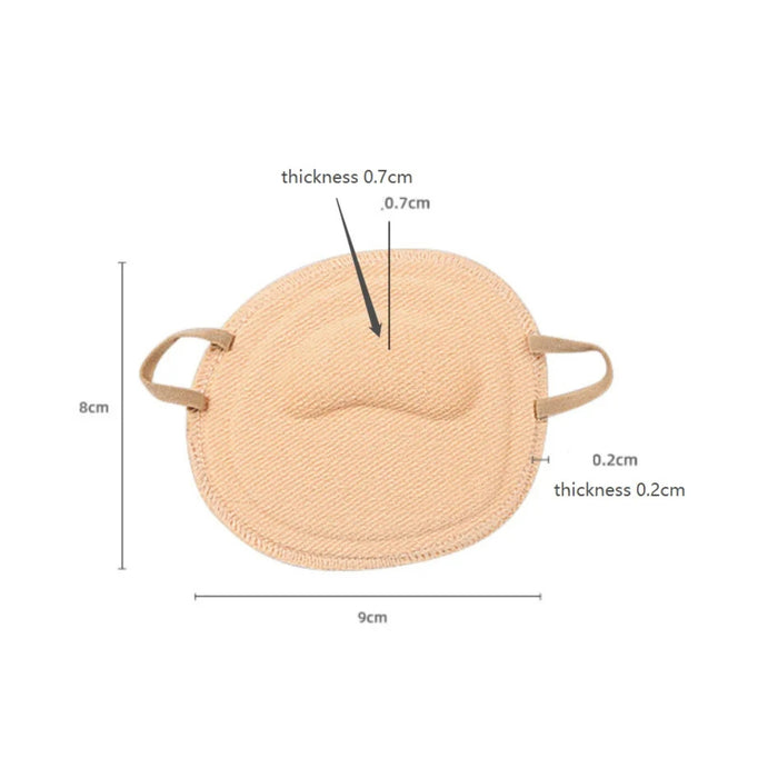 Beige face mask with measurements on a white background