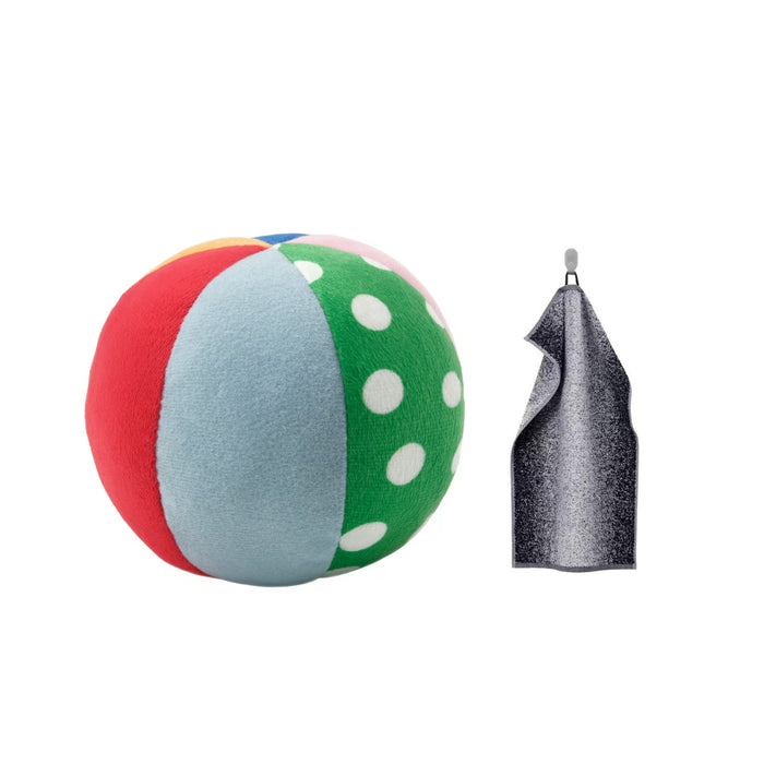Ikea SANDBI Soft Toy Ball Multicolour NYCKELN Hand Towel, White/Dark Blue, 40x70 cm (16x28)