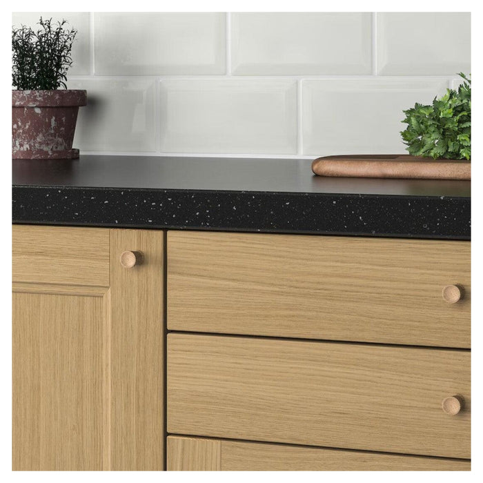 Ikea ENUDDEN Wall Shelf with 3 Hooks, White, 30x8 cm, with TÄRNESTAD Oak Knob, 17 mm, 2 Pack