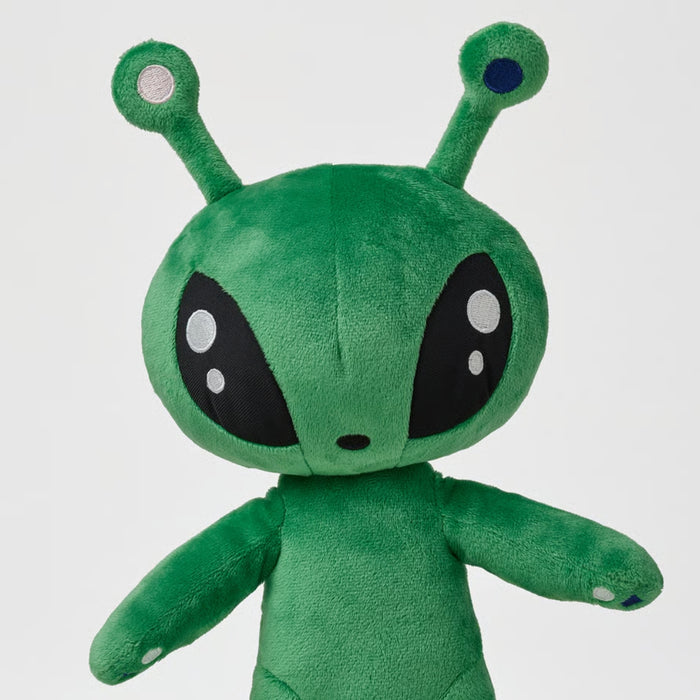IKEA AFTONSPARV Soft toy, alien/green, 34 cm with DJUNGELSKOG Elephant Soft toy 15 cm