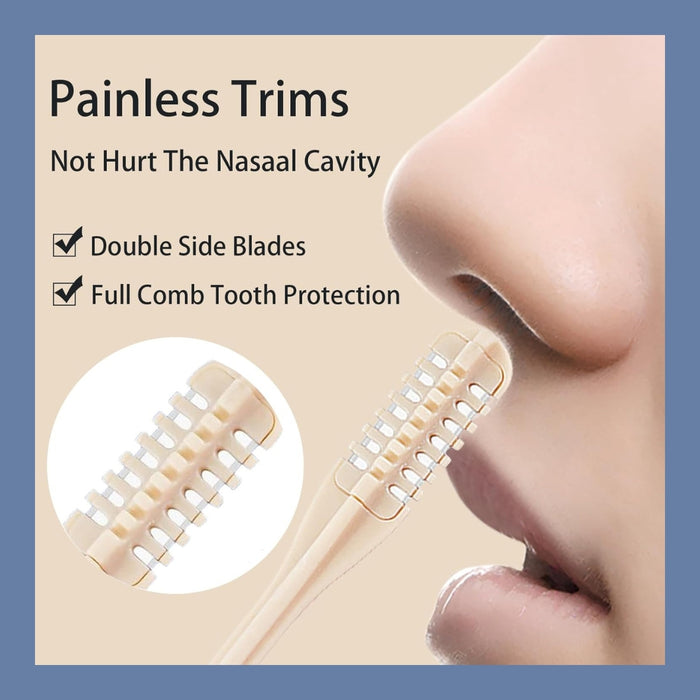 4pcs Nasal Grooming Tool – Safe Trimmer with Protective Comb, Stainless Steel Blade, double side blades with full comb tooth protection