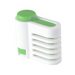 Top view of bread being split with ergonomic cake separator tool