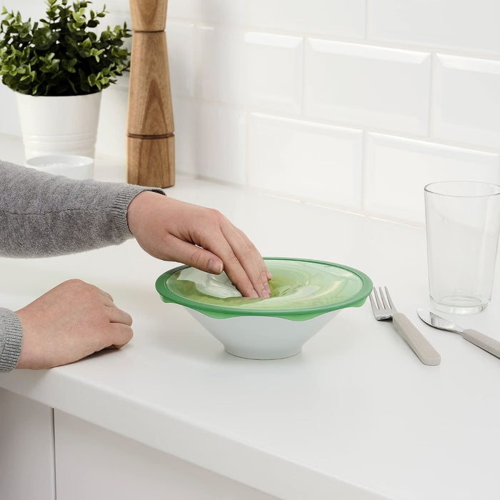 IKEA KLOCKREN Lid, glass/dark grey, 20/22/24 cm, IKEA SKVIMPA Food cover in frame, silicone 19 cm