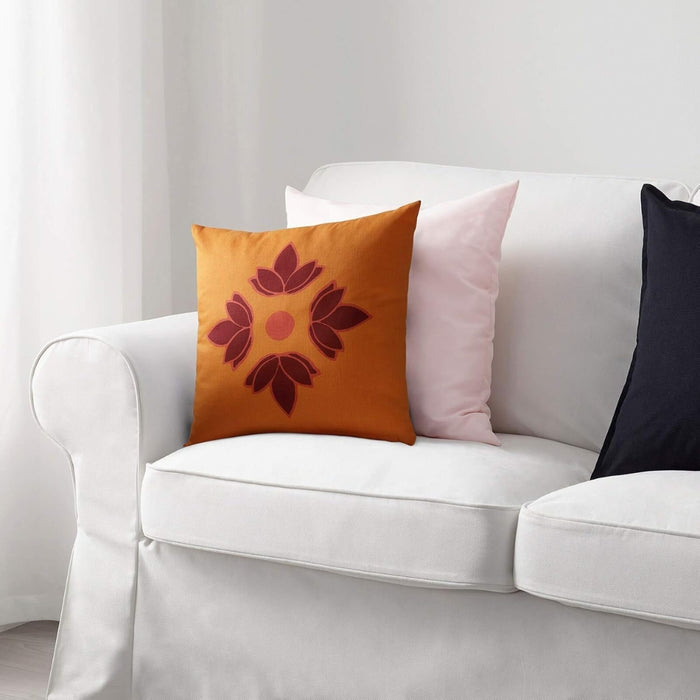 IKEA SOLIG Net White 150 cm with KLIBBARV Cushion Orange Printed 40x40 cm