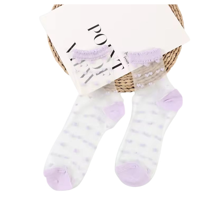 Digital Shoppy Summer Lace Crystal Glass Silk Transparent Socks for Women