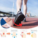  Infographic showing benefits like metatarsal pain relief, bunion support, and pressure reduction for active users