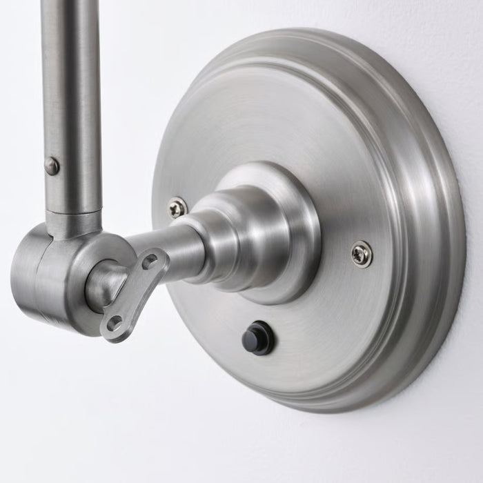 ANKARSPEL base plate with visible screws, push-button switch, and key-like swivel joint in pewter finish