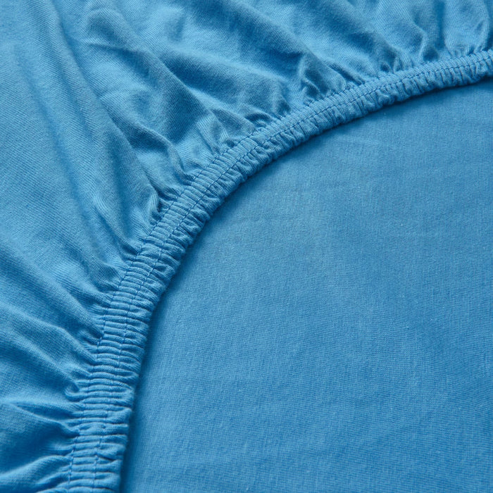 IKEA VÅRVIAL Fitted Sheet Blue 140x200 cm with SANELA Cushion Cover Deep Blue 50x50 cm