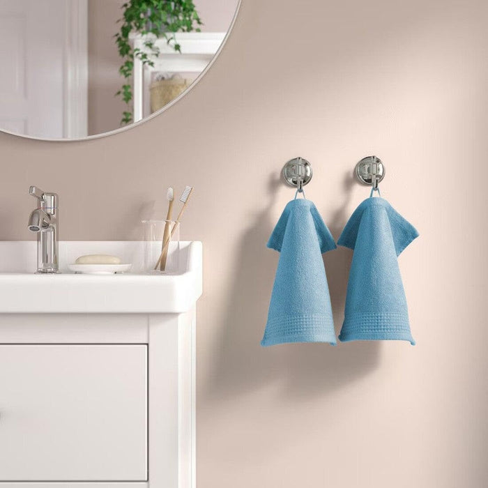 IKEA ALTARLIDEN Hook Rack with Shelf (White) + VINARN Washcloths 2-Pack (Blue) – Bathroom & Entryway Set