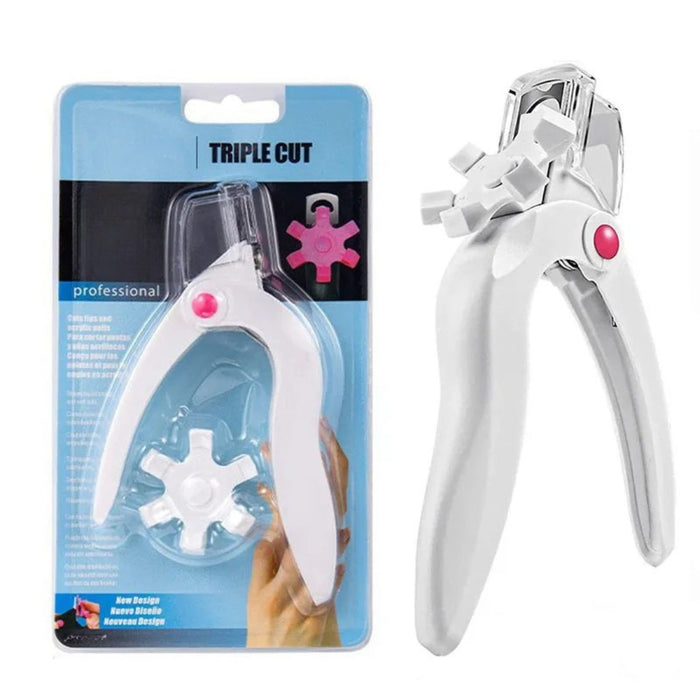 Pet nail clipper with packaging labeled 'Triple Cut' on a white background