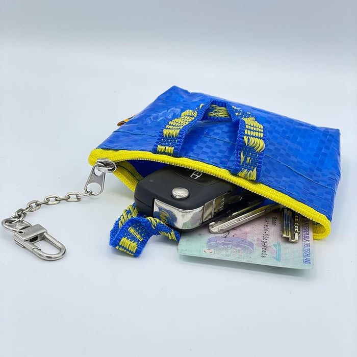 IKEA ROMELSÖN Patterned Accessory Bags Set of 2 + KNOLIG Mini Blue Coin Purse with Key Chain