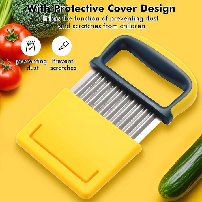 Digital Shoppy  Premium Manual French Fry Cutter for Potatoes Stainless Steel Potato Slicer with Protective Cover
