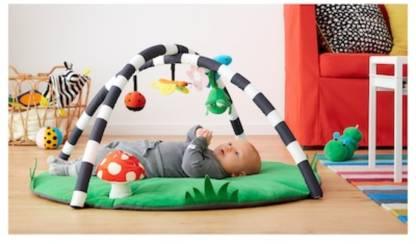 IKEA KLAPPA Soft toy, ball, multicolor  with TJABBIG Basket, natural/grey-green, 47x43 cm (18 ½x17 ")